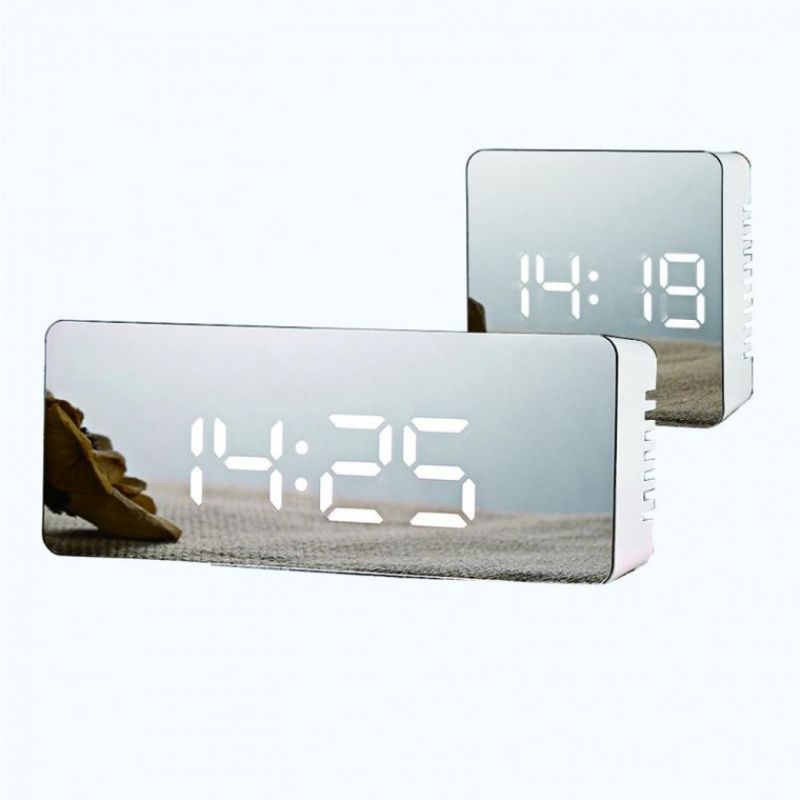 Led 미러 알람 시계 디지털 테이블시계 시간 온도표시 이미지/
