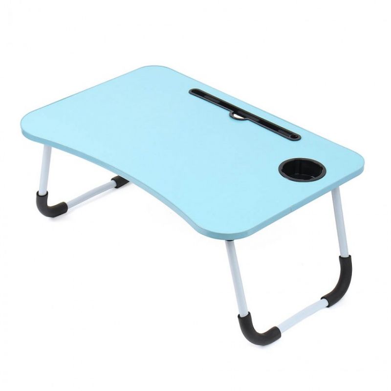 침대 베드테이블 간이 접이식 좌식 책상 블루 재택근무책상 접이식테이블 이미지/