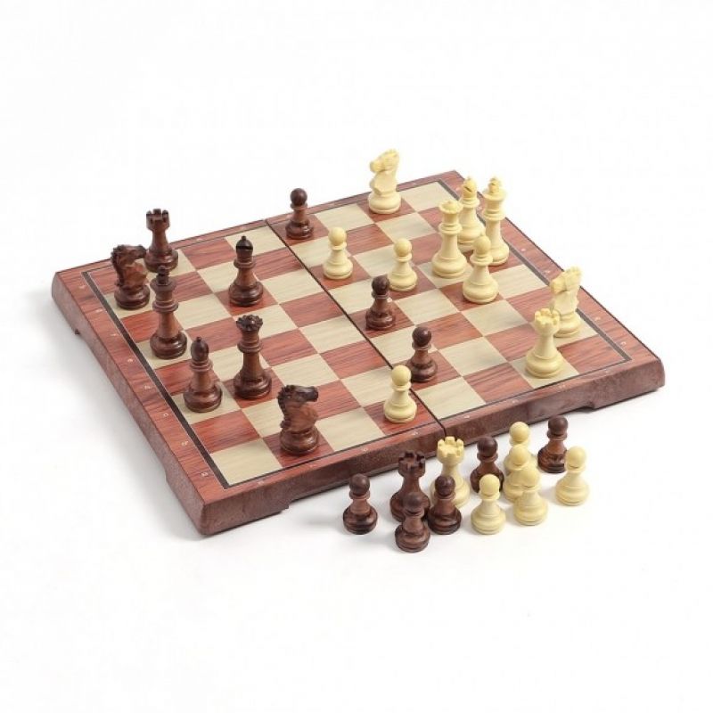 앤티크 접이식 자석 체스(28x24.5cm) (브라운+아이보리) 이미지/