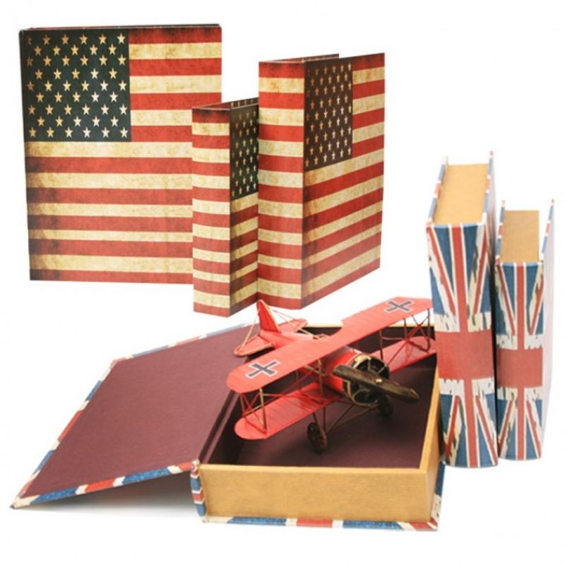 빈티지 인테리어 소품 책모양 수납함 미국 영국 S사이즈 유니언잭 성조기 국기 레트로 이미지/