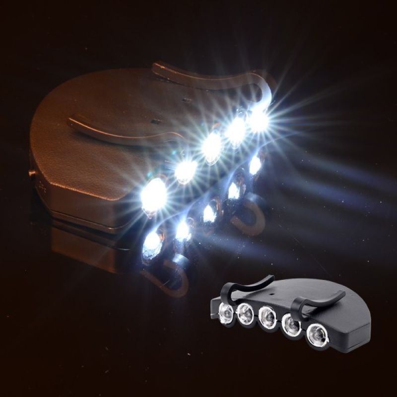 5구 LED 캡라이트 헤드램프 미니 후레쉬 모자 부착형 장착 렌턴 낚시 랜턴 등산 이미지/