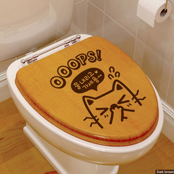 OOOPS 고양이 욕실 화장실 포인트스티커 다크브라운 이미지/