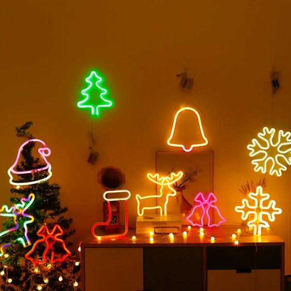 네온사인 LED 인테리어 무드등 수유등 무지개 캠핑 스탠드 조명 트리 눈 루돌프크리스마스 이미지/