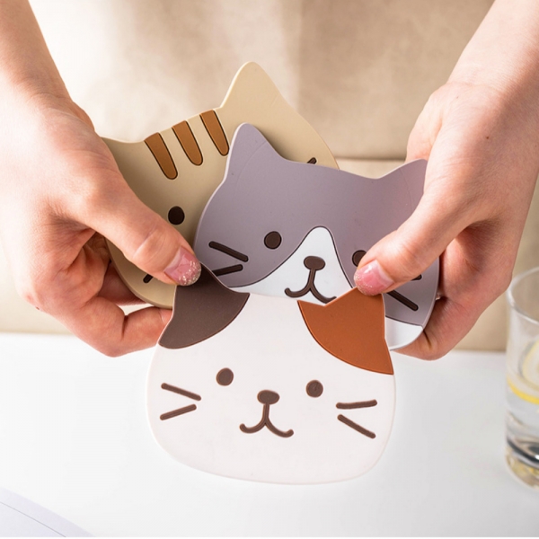 실리콘 고양이 컵받침 코스터 이미지/