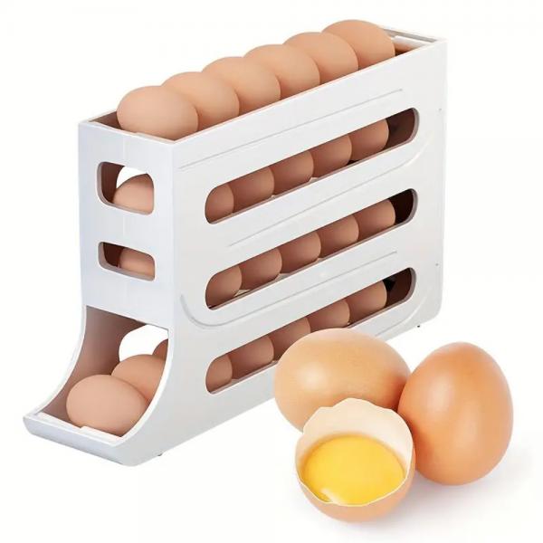 냉장고정리 공간활용 자동 에그슬라이드 달걀 계란 트레이 이미지/