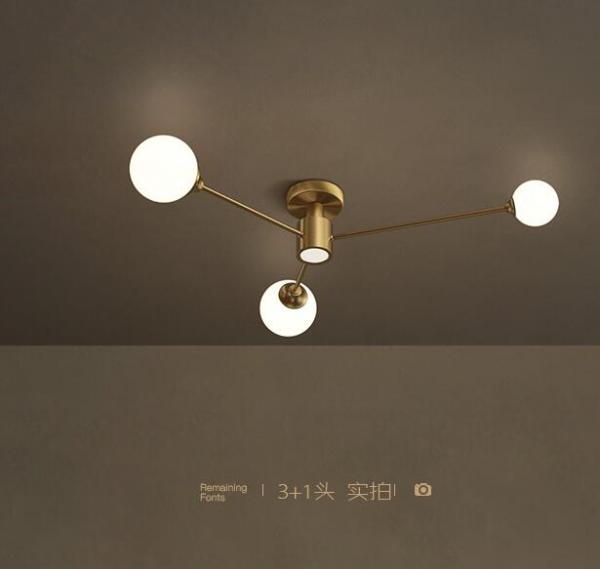 3소켓 램프 거실 램프 샹들리에 침실 창의  전동제조 북유럽 황금색등 이미지/