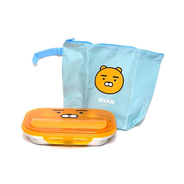 카카오 올인원 가방 수저통 식판세트 (라이언) 이미지/