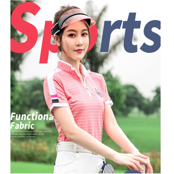 골프 여성복 상의 골프의류 여자 여름 세트 스트라이프 반팔 이미지