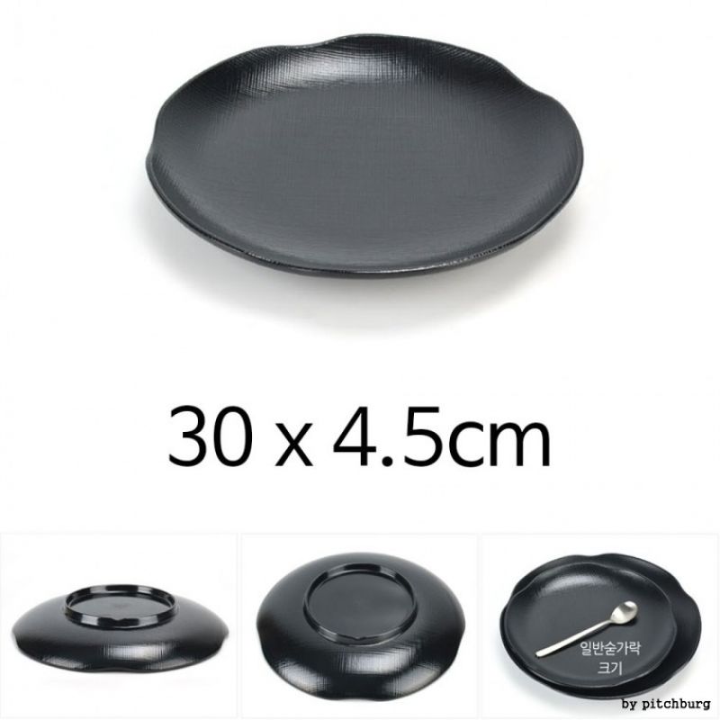 MLM 블랙 깊은 멜라민 접시 그릇 찜그릇 찜접시 30x4.5cm 1p 이미지/