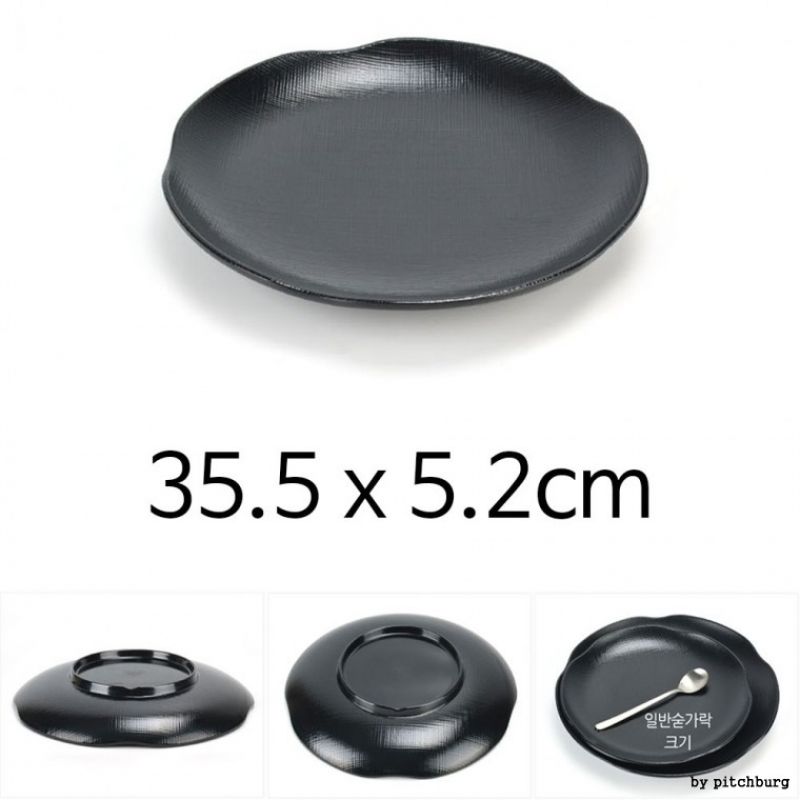 MLM 블랙 깊은 멜라민 접시 그릇 찜그릇 찜접시 35.5x5.2cm 1p 이미지/