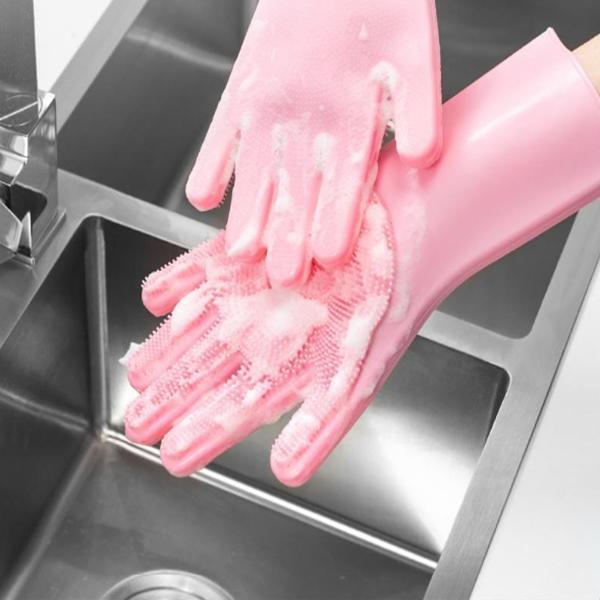 실리콘 수세미 고무장갑 미끄럼방지 설거지 주방 청소 이미지