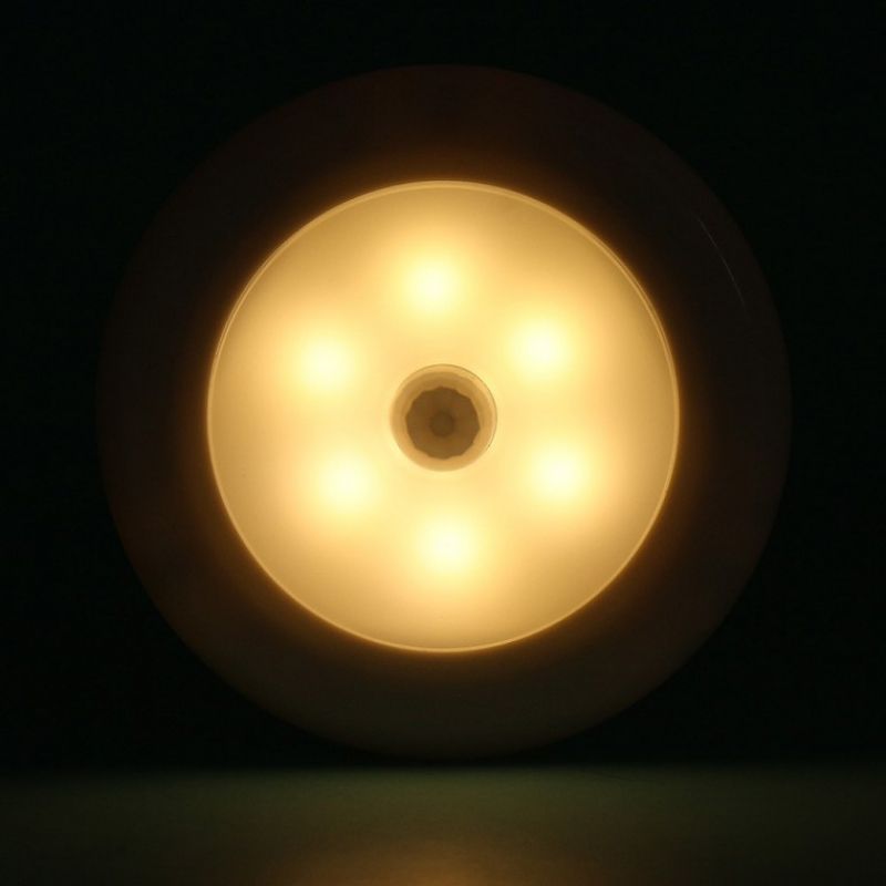 밝은집 동작감지 접착식 화이트원형 LED 센서등(웜색) 이미지/
