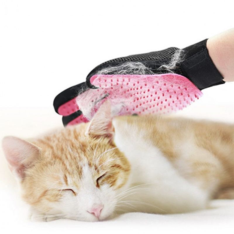 강아지 고양이 그루밍 양손 장갑브러쉬 장갑빗 (핑크) 이미지/