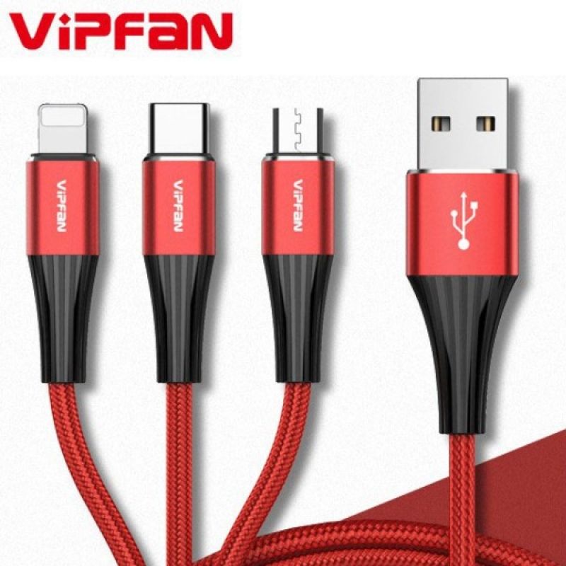 S2B VIPFAN A1 패브릭 USB 3IN1 고속지원 5핀/8핀/C타입 전용충전 케이블 이미지/