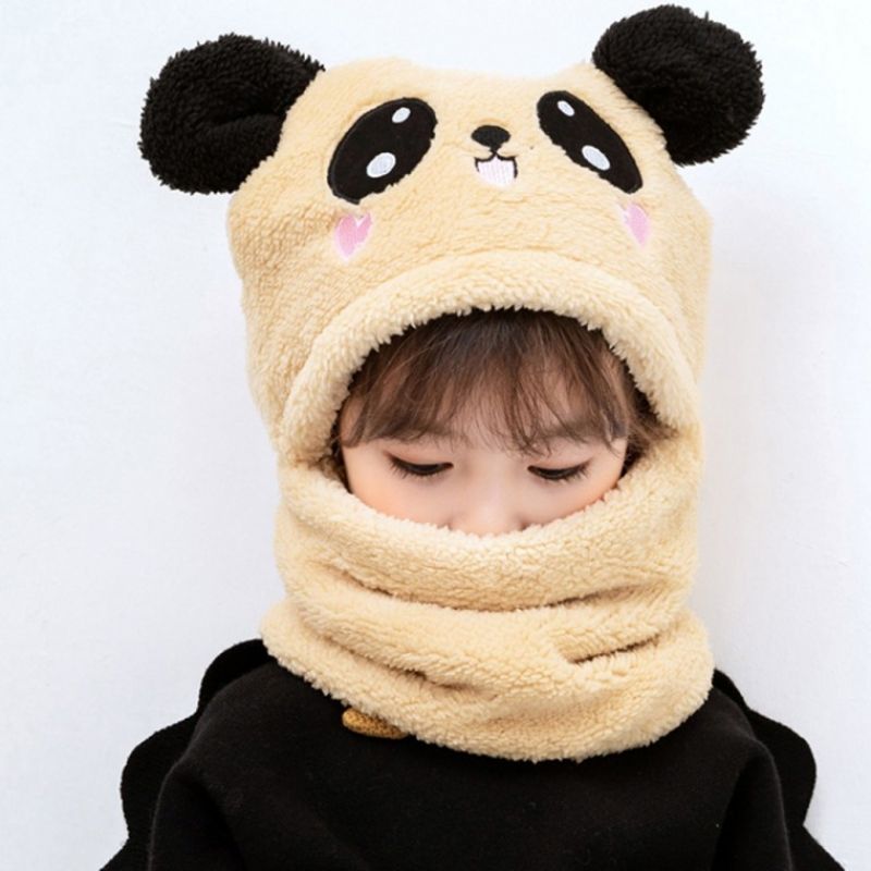 겨울 방한 보온 어린이 어른 아이 학생 일체형 워머 동물 캐릭터 모자 이미지/