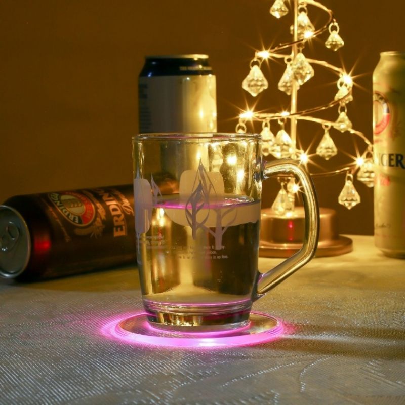 홈파티 원형 LED 컵받침 테이블웨어 LED컵코스터 이미지/