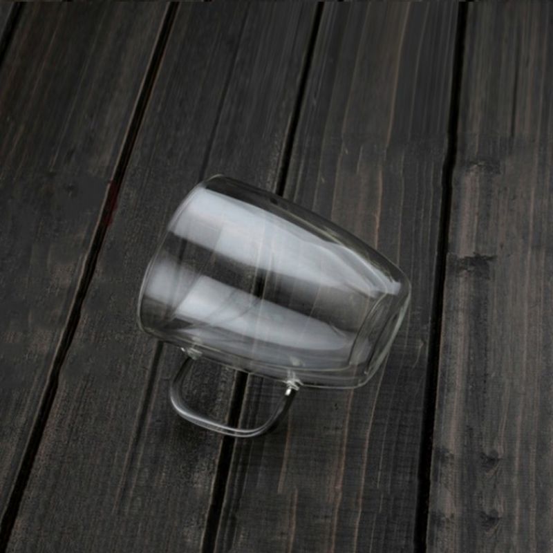 바오 뚜껑 유리컵(430ml) 이중유리 머그컵 이미지/