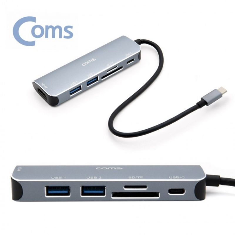 C타입 멀티도킹 허브 변환기 USB HDMI SD TF 6in1 이미지/