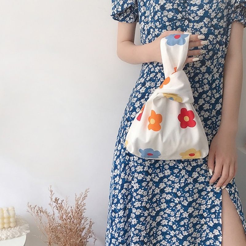 [당일출고] 방이언니 여성 미니 에코백 귀여운 과일 플라워 손가방 천 미니 손가방 이미지/