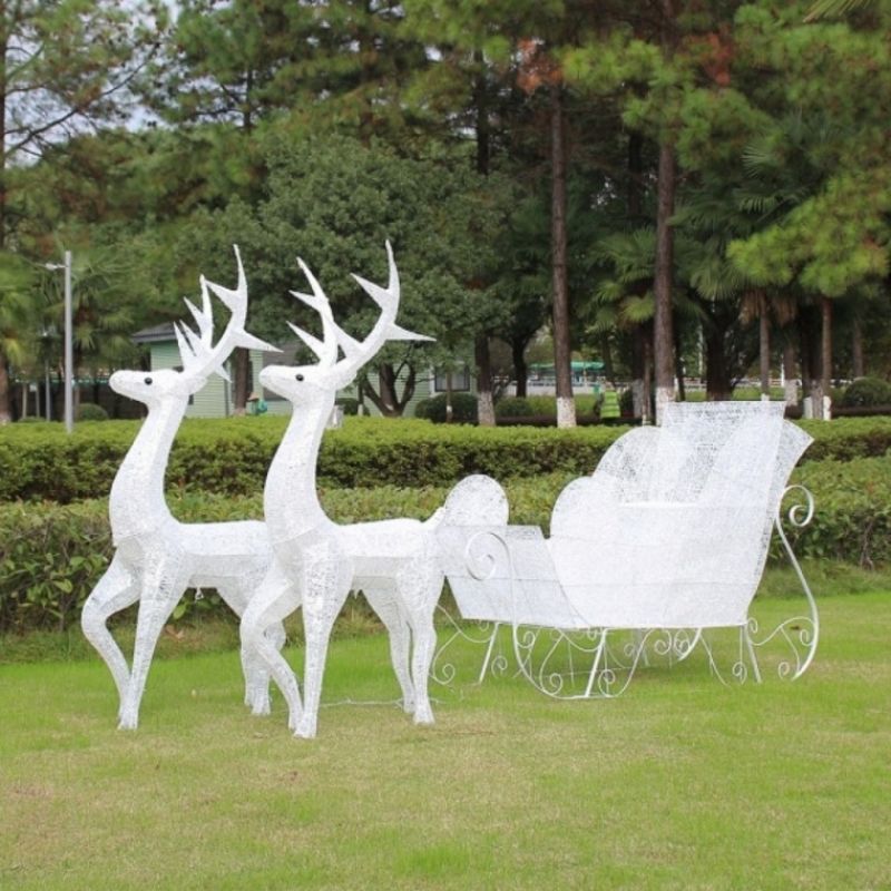 크리스마스 LED 사슴 썰매 장식품 (화이트) 190cm 이미지/