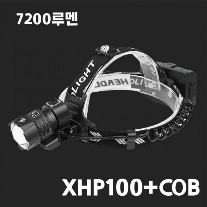 LED 충전식 강력한 밝기 XHP100+COB 7200루멘 헤드라이트 캡라이트 D98 헤드 이미지/