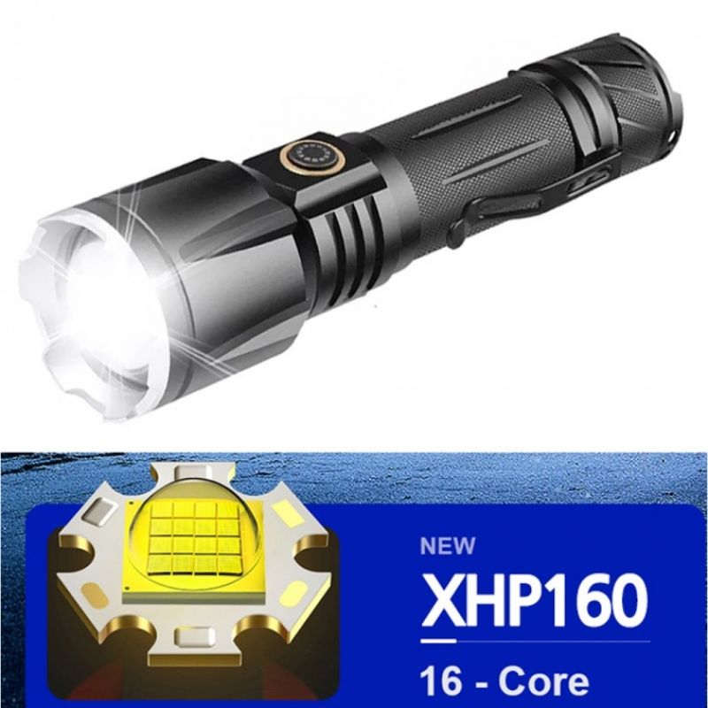 XHP160칩 LED 충전식 야외 줌 해루질 랜턴 손전등 후레쉬 18600MAX 이미지/