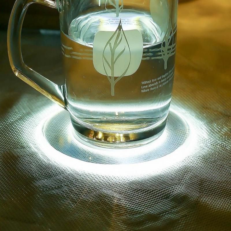 LED라이트 컵받침 원형 코스터(10x10 화이트) 이미지/