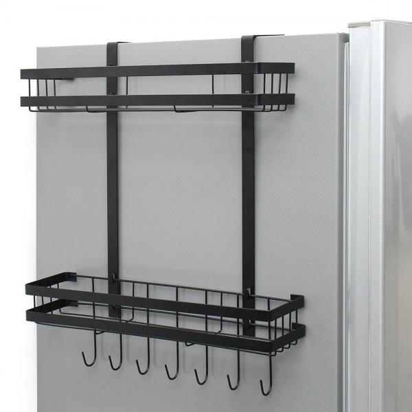 NEW 2단 냉장고걸이 알뜰정리 선반(블랙) 냉장고정리대 이미지/
