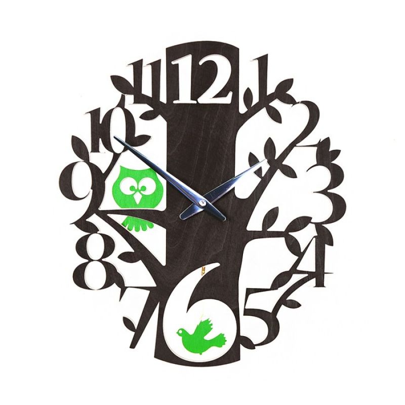 타임데코 자작나무 움직이는 새 부엉이 추시계 (다크브라운) 이미지/