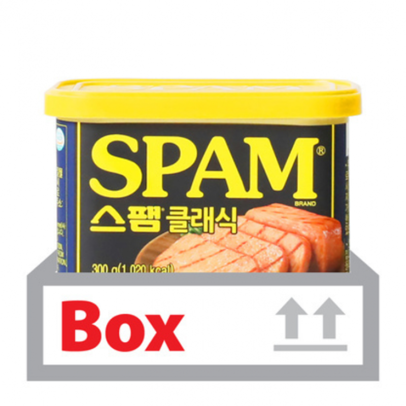 백설 스팸클래식(뚜껑캡8개) 300g 24ea(박스) 대용량 급식용 햄 이미지/